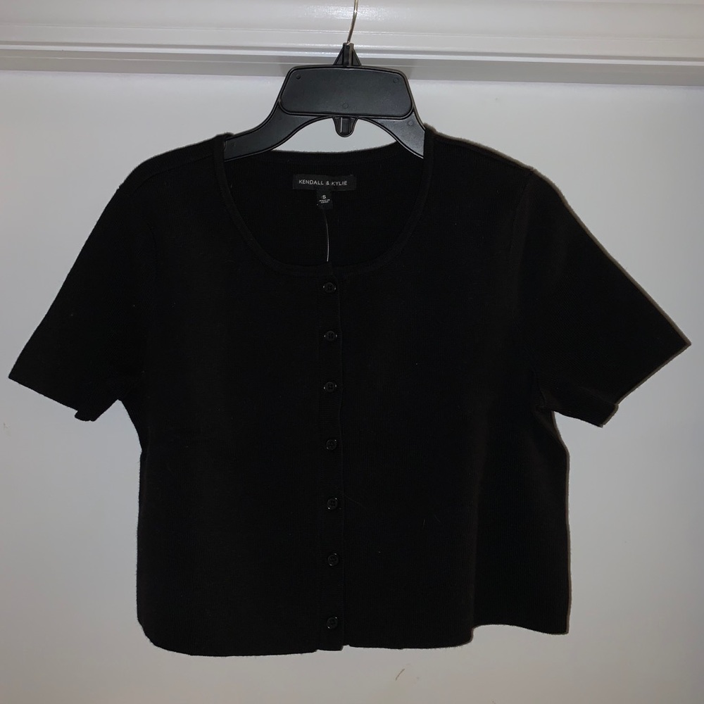 Black Cropped PacSun Sweater with Buttons